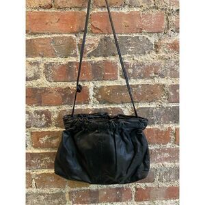 Black Leather Mini Flex Form Shoulder Purse
